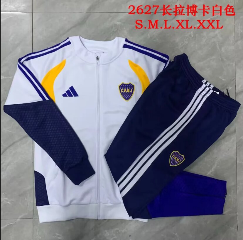 AAA Quality Boca Juniors 26/27 Tracksuit - White/Dark Blue